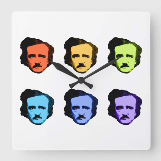 Reloj Cuadrado Pop Art Poe (Anverso)
