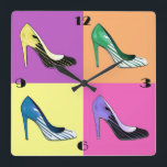 Reloj Cuadrado Pop Art Stiletto Pumps / Shoes / High Heels<br><div class="desc">"Glorification of the Stiletto": Pop art rendering of the beloved stiletto pump</div>
