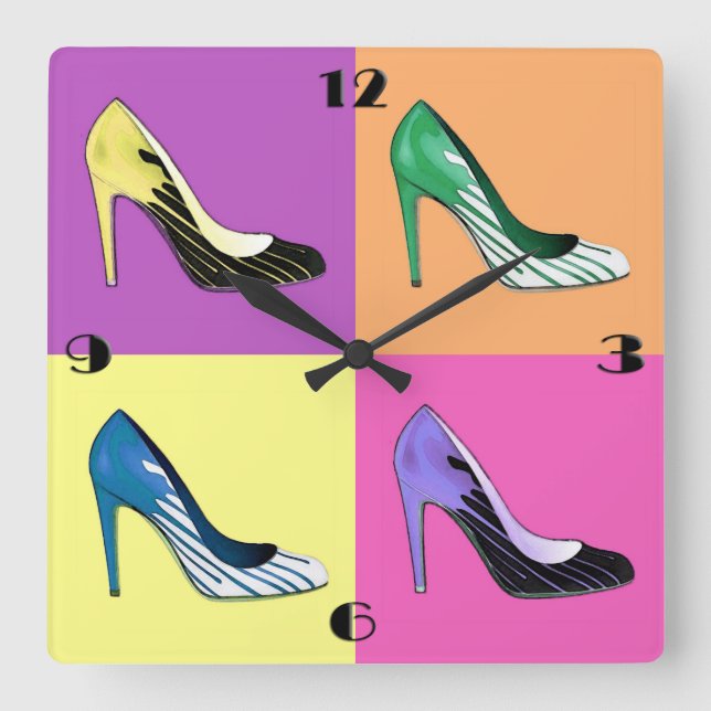 Reloj Cuadrado Pop Art Stiletto Pumps / Shoes / High Heels (Anverso)