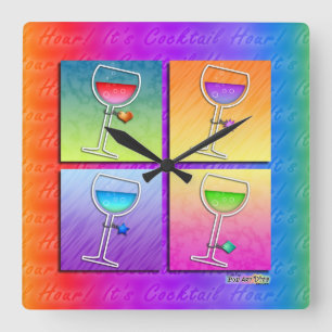 Reloj Cuadrado Pop Art WINE SQUARE WALL CLOCK