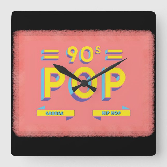 Reloj Cuadrado Pop Retro de los 90 (Anverso)