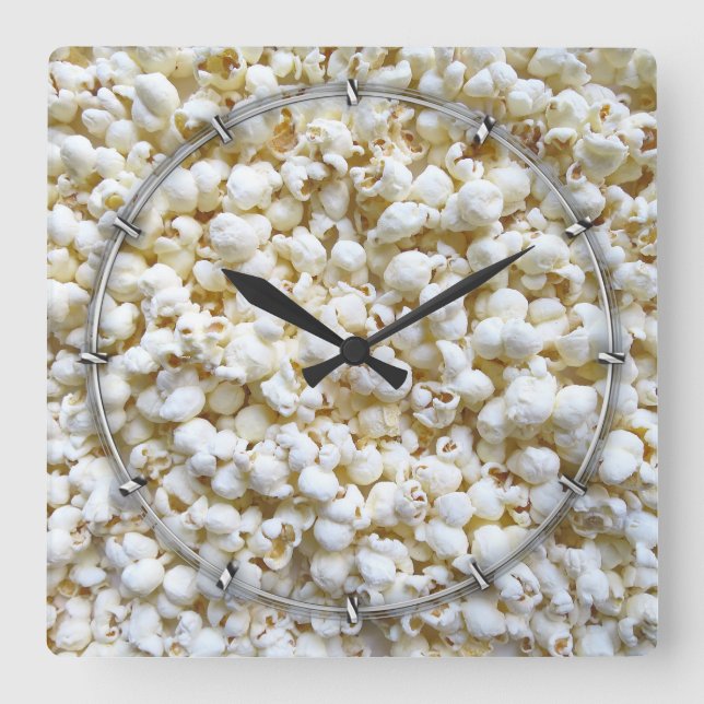 Reloj Cuadrado Popcorn Texture Photography (Anverso)