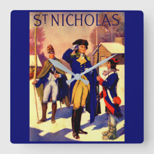 Reloj Cuadrado Portada de George Washington de San Nicolás de feb