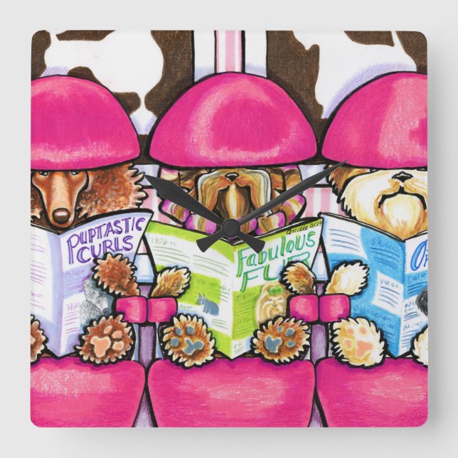 Reloj Cuadrado Posh Pup Salon (Anverso)