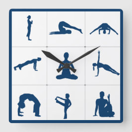 Reloj Cuadrado Posiciones de mediación de yoga zen