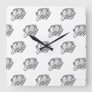 Reloj Cuadrado poster amante de los animales dibujado a mano con 