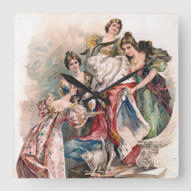 Reloj Cuadrado Poster de publicidad de cerveza de época (Anverso)