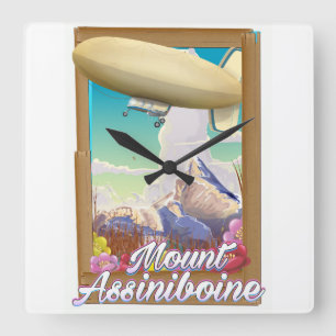 Reloj Cuadrado Póster de vacaciones del dirigible del Monte Assin