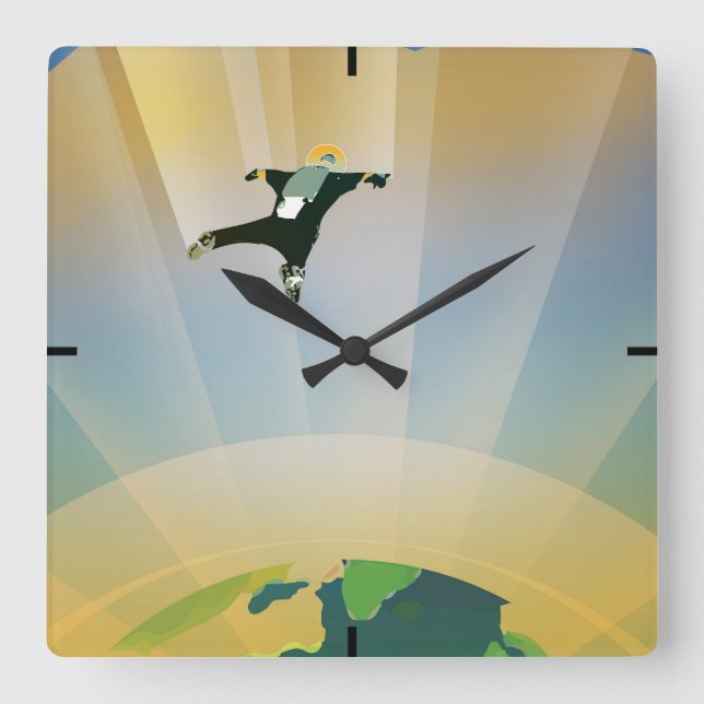 Reloj Cuadrado Poster Del Espacio Retro-La Gravedad De Una SuperT (Anverso)