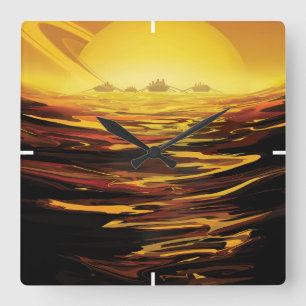 Reloj Cuadrado Poster del Espacio Retro - La Luna más grande de S