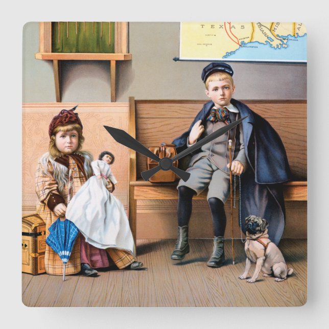 RELOJ CUADRADO POSTER DEL FERROCARRIL, 1898 (Anverso)