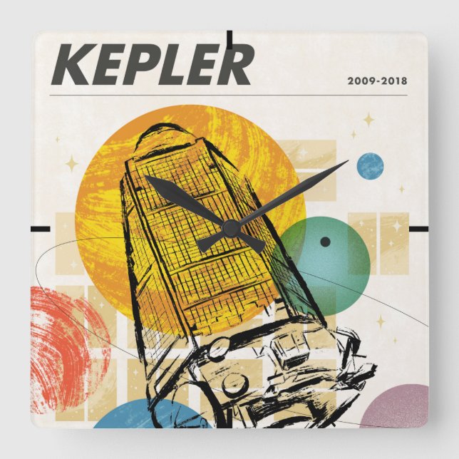 Reloj Cuadrado Poster del telescopio espacial Kepler. (Anverso)