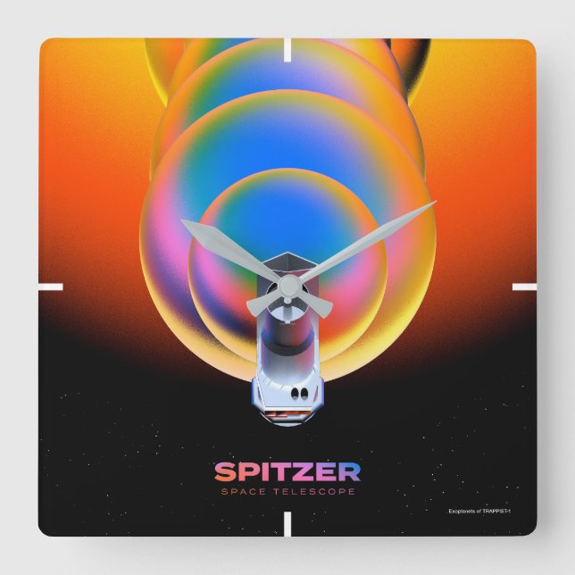 Reloj Cuadrado Poster del telescopio espacial Spitzer. (Anverso)