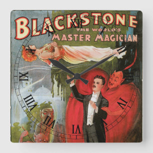 Reloj Cuadrado Póster Mágico Vintage, Gran Mago Blackstone