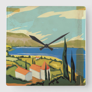 Reloj Cuadrado Póster vintage de Italia
