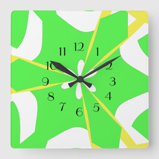 Reloj Cuadrado Potencia de la flor de cal Groovy (Anverso)