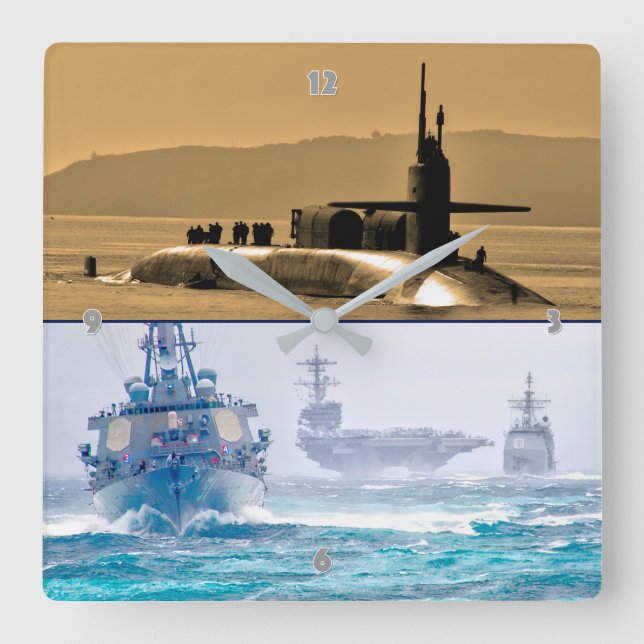 RELOJ CUADRADO POTENCIA DEL MAR DE EE.UU. (Anverso)