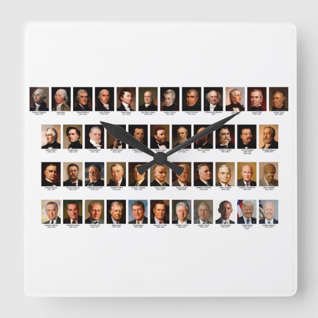 Reloj Cuadrado POTUS Portraits Wall Clock (Anverso)