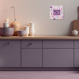 Reloj Cuadrado prado de primavera botánica rosa lila rosada Paste