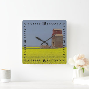 Reloj Cuadrado Prairie Elevator Landscape Square Clock