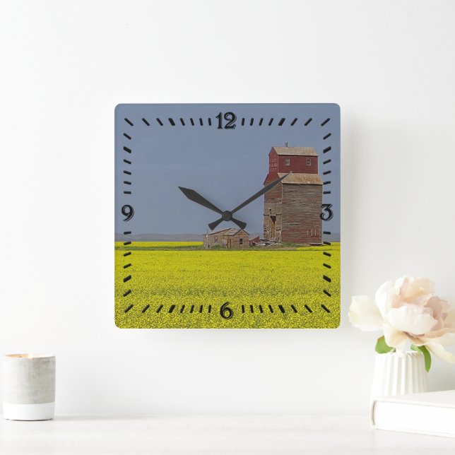 Reloj Cuadrado Prairie Elevator Landscape Square Clock (Hogar)