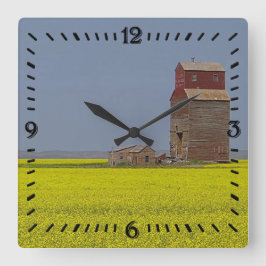 Reloj Cuadrado Prairie Elevator Landscape Square Clock