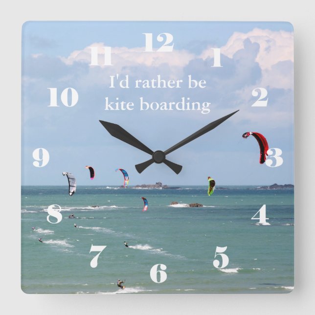 Reloj Cuadrado Prefiero estar embarcando en cometas (Anverso)