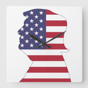 RELOJ CUADRADO PRESIDENT DONALD TRUMP AMERICAN FLAG
