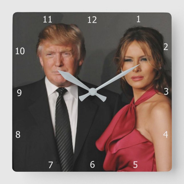 RELOJ CUADRADO PRESIDENT DONALD TRUMP & MELANIA (Anverso)