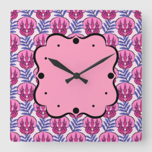 Reloj Cuadrado Pretty Pink Triceratops Dinosaur Pattern