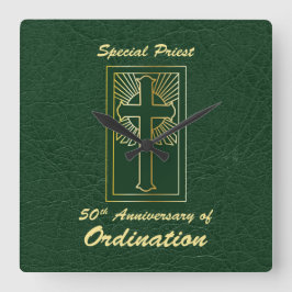 Reloj Cuadrado Priest 50th Anniversary of Ordination Leather Look