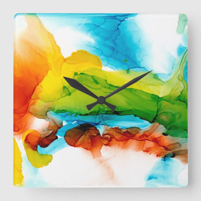 Reloj Cuadrado Primary Plume - Watercolors (Anverso)