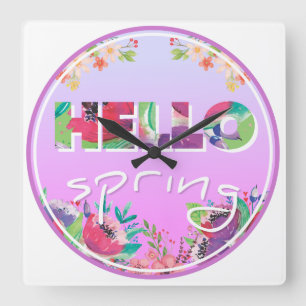 Reloj Cuadrado Primavera