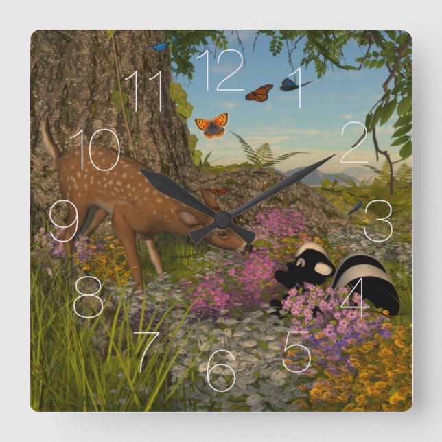 Reloj Cuadrado Primavera de bienvenida (Anverso)