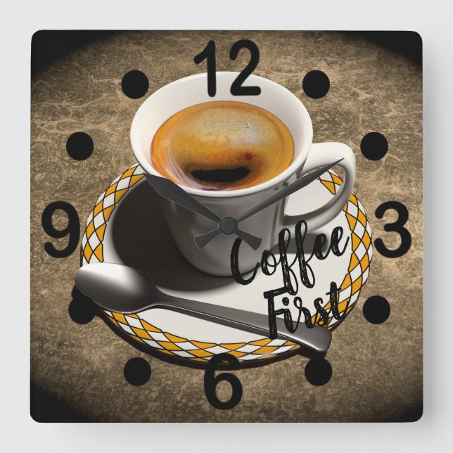 Reloj Cuadrado Primer café (Anverso)