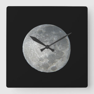 Reloj Cuadrado Primer plano de luna llena en el cielo nocturno. F