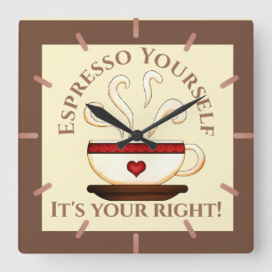 Reloj Cuadrado Primera enmienda: Espresso tú mismo