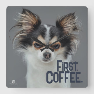 Reloj Cuadrado Primero, Café. - Chihuahua personalizable