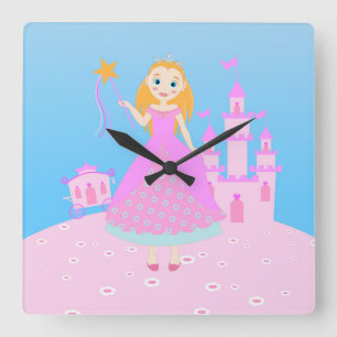 Reloj Cuadrado Princesa de cuento de hadas en Fiesta de nacer ros