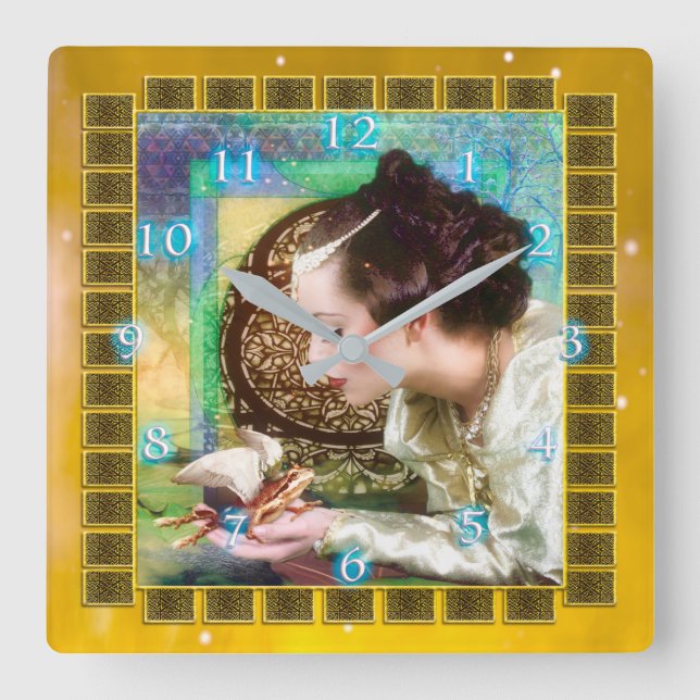 Reloj Cuadrado Princesa y el príncipe de la rana (Anverso)
