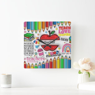 Reloj Cuadrado Profesores: Inspire, crezca, mentes, corazones