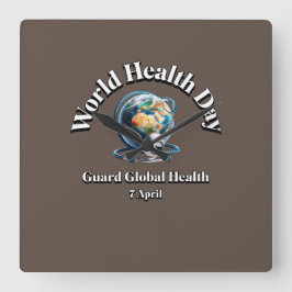 Reloj Cuadrado Proteger la salud global. Día Mundial de la Salud.