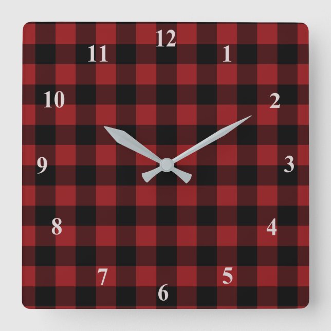 Reloj Cuadrado Protegido negro y rojo (Anverso)