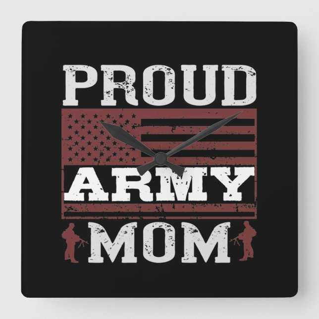 Reloj Cuadrado Proud Army Mom (Anverso)