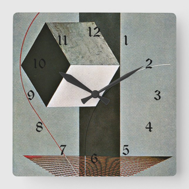 Reloj Cuadrado Proun 99, arte abstracto de El Lissitzky (Anverso)