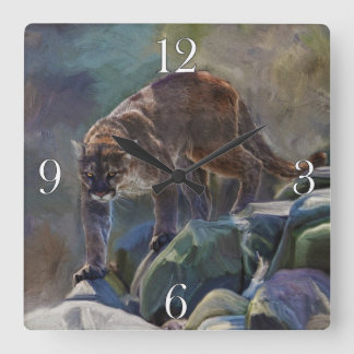 Reloj Cuadrado Prowling Cougar Mountain Lion Art Design