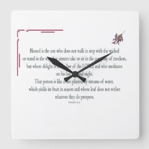 Reloj Cuadrado Psalm 1:1-3, Blessed is the one who,