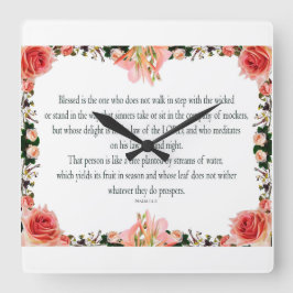 Reloj Cuadrado Psalm 1, Law day and Night, Yields its Fruit,