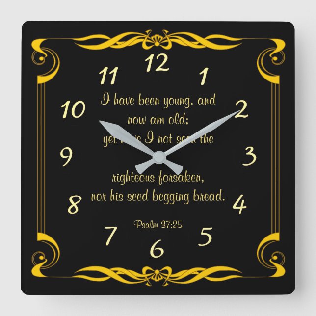 Reloj Cuadrado Psalm 37:25  (Anverso)