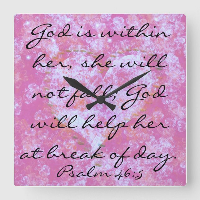 Reloj Cuadrado Psalm scripture God is within her wall clock (Anverso)